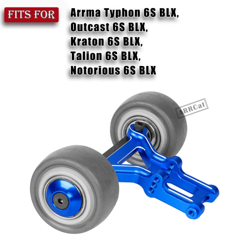 مجموعة قضبان العجلة المصنوعة من الألومنيوم ترقيات جزء لـ Arrma Typhon 6S BLX، Outcast 6S BLX، Kraton 6S BLX، Talion 6S BLX، Notorious 6S BLX، جزء ترقيات ARRCat Hops Up، استبدل AR320366 (أزرق) - Image 2